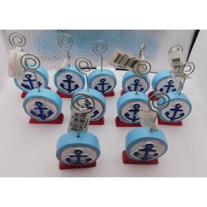 Anchor Birthday/ Shower Place Card/Picture Holder Blue  3". Kate Aspen Set 10